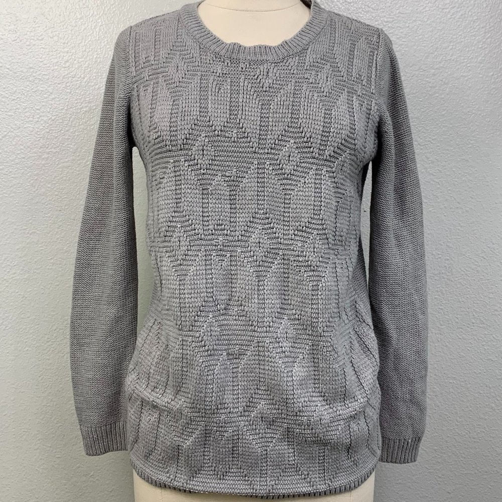 Joe Fresh Women Sweater open Cable knit Gray Sweater 3/4‎ sleeves Soft Size M